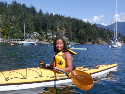 Kids Summer Camp Girl in yellow kayak